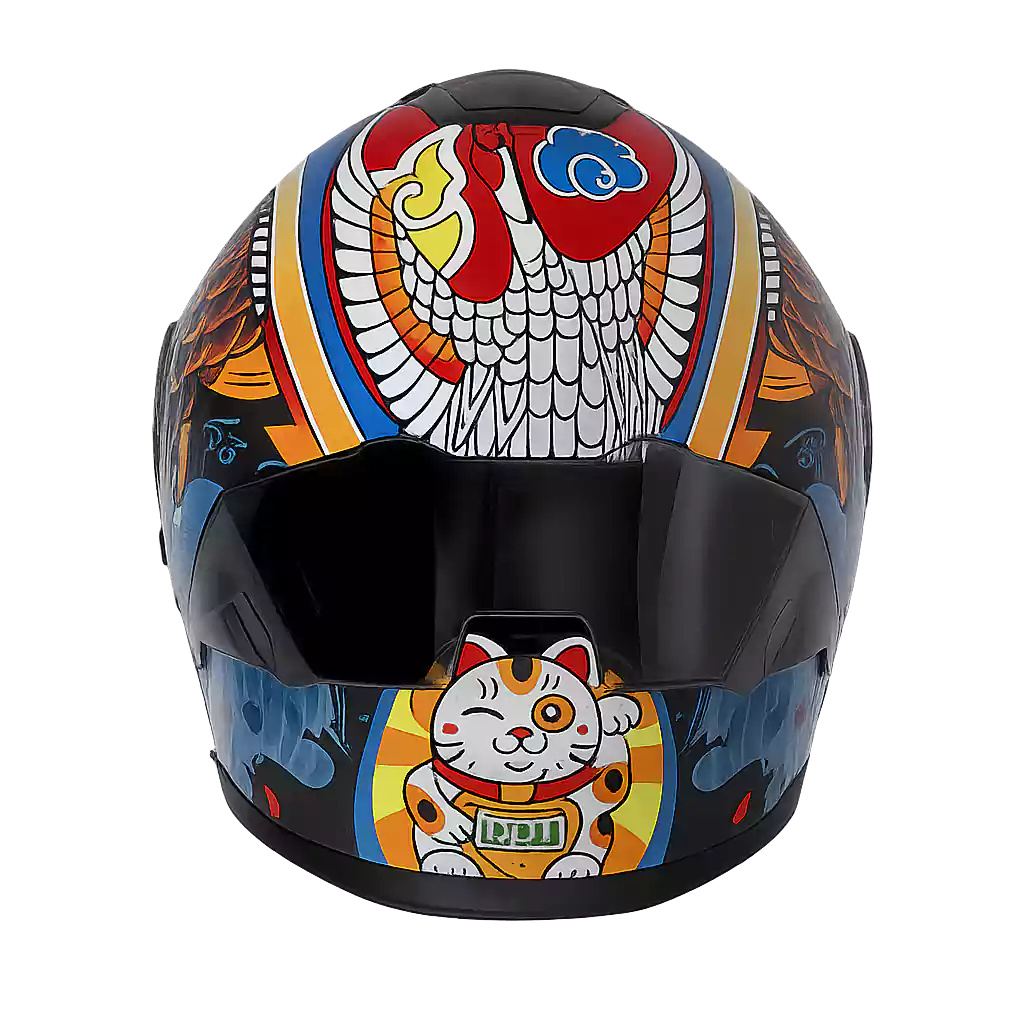 20251027_1320_Colorful Motorcycle Helmet_remix_01k8jh4sv8e4dr81e40mq2bd9e کلاه کاسکت فک دار ثابت Massely Helmo - تصویر 3